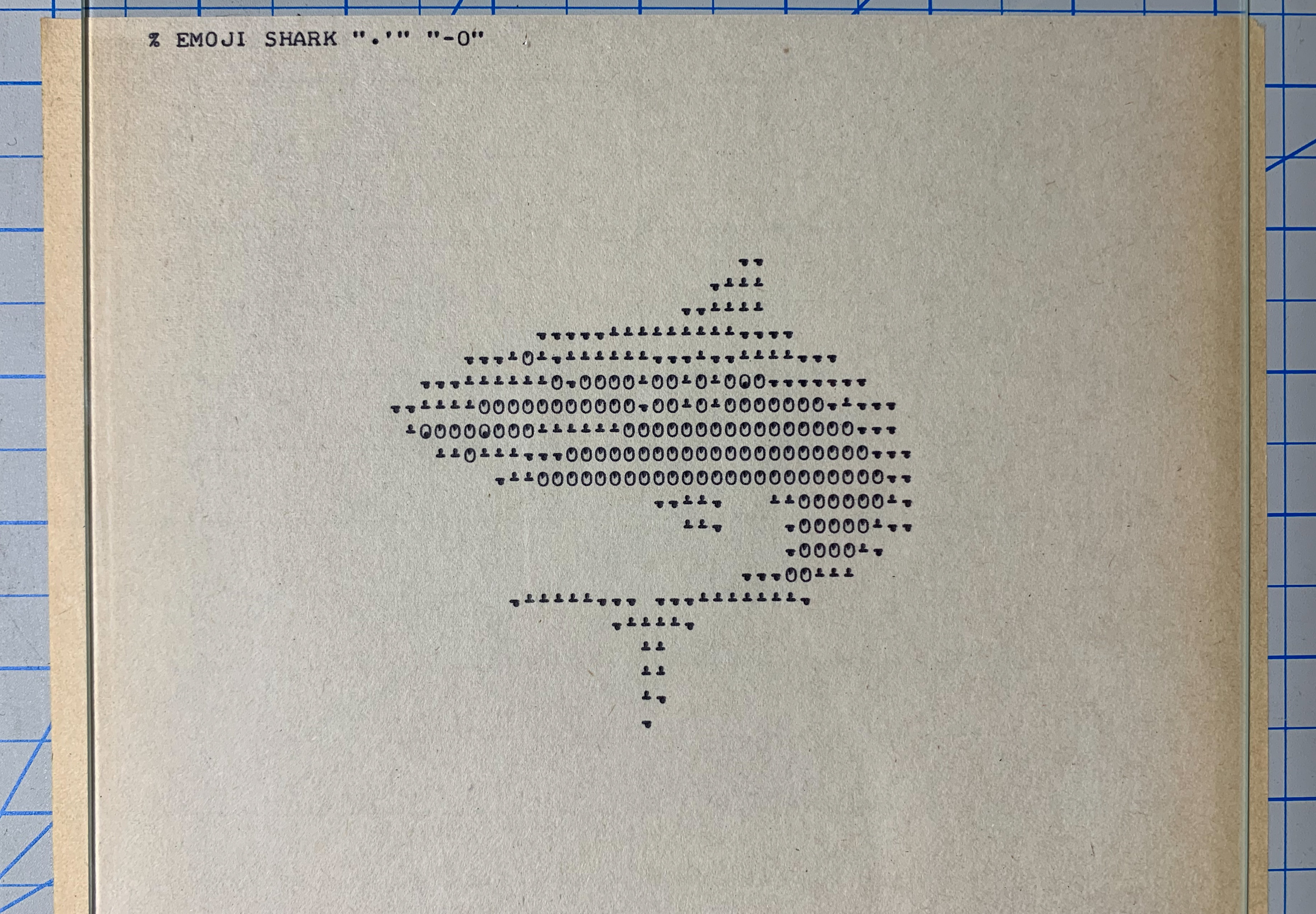 Shark emoji, overstrike detail