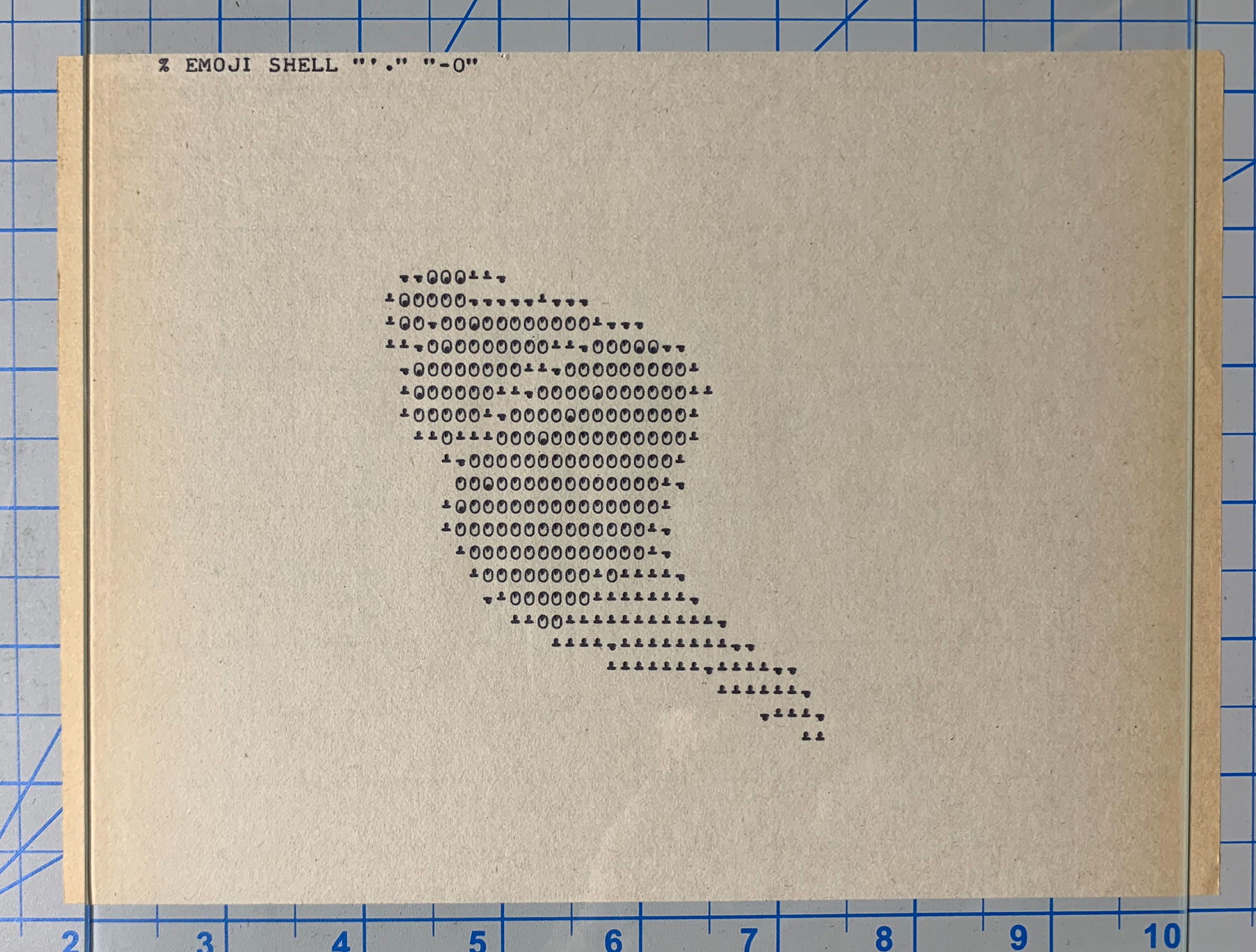 Shell emoji, overstrike detail